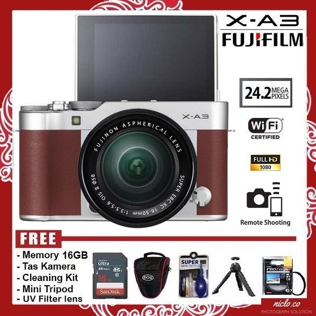 Jual [NEW] Kamera Mirrorless Fujifilm XA3 / XA3 + Lensa Kit 1650mm