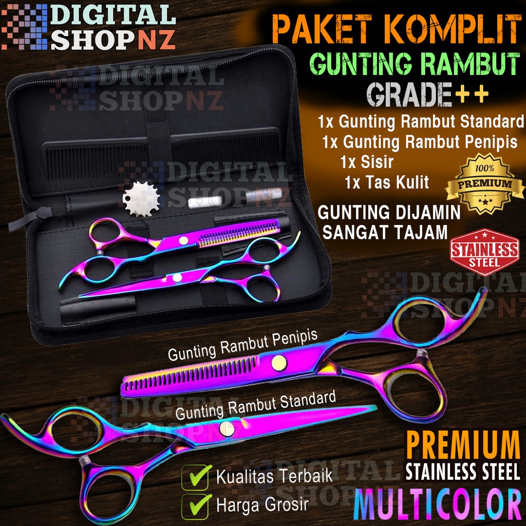 Jual PAKET KOMPLIT Gunting Rambut Grade+ PREMIUM Stainless Steel ...