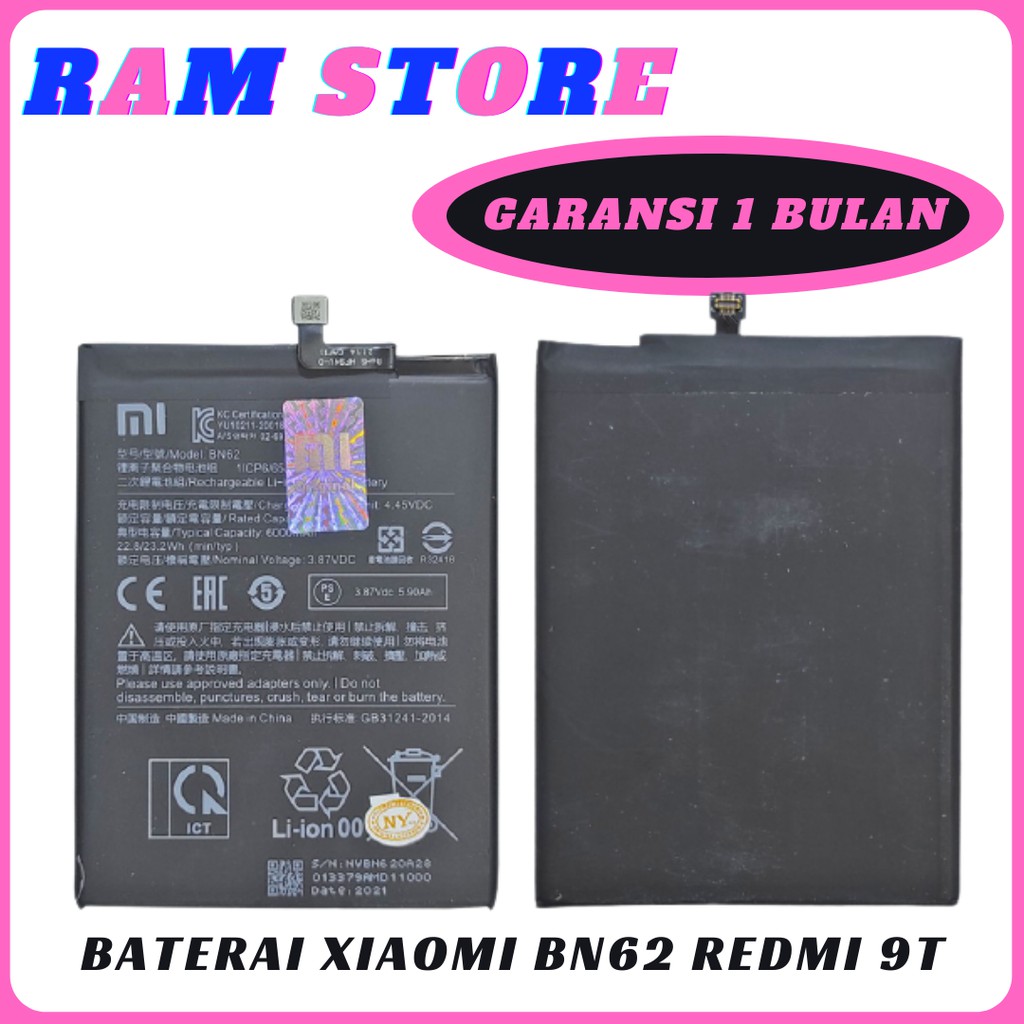 Jual Baterai Batre Batery Battery Xiaomi Redmi 9t Bn62 Original 6000 Mah Shopee Indonesia 2411