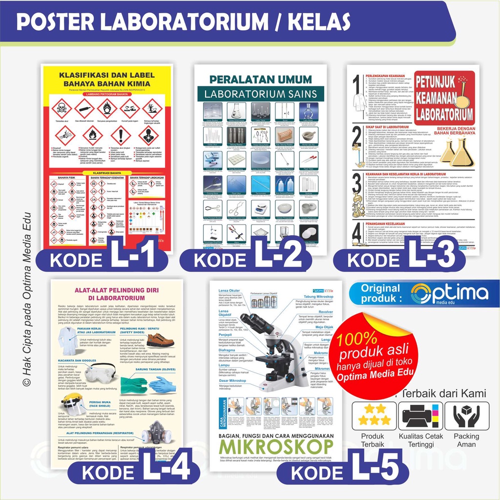Jual POSTER LABORATORIUM (B3 BAHAN BERBAHAYA KIMIA, LABORATORIUM