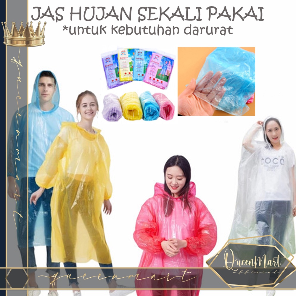 Jual QMART - Jas Hujan Plastik Transparan Tipis SEKALI PAKAI | Shopee ...