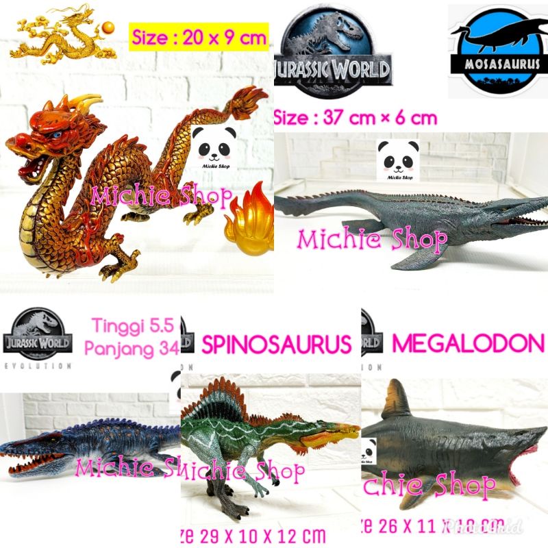 Jual Figure Dinosaurus Spinosaurus Mosasaurus Megalodon Red Flame ...