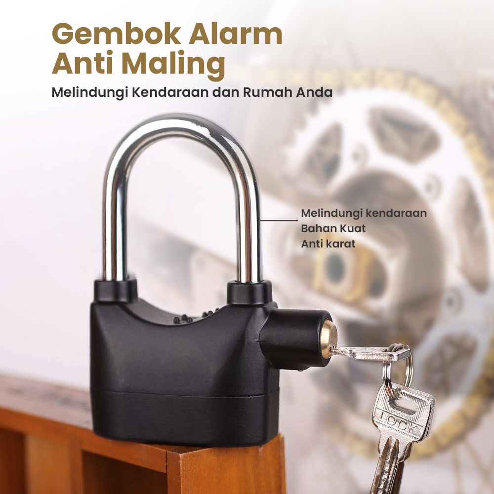 Gembok Alarm Kunci Anti Maling - foto 2