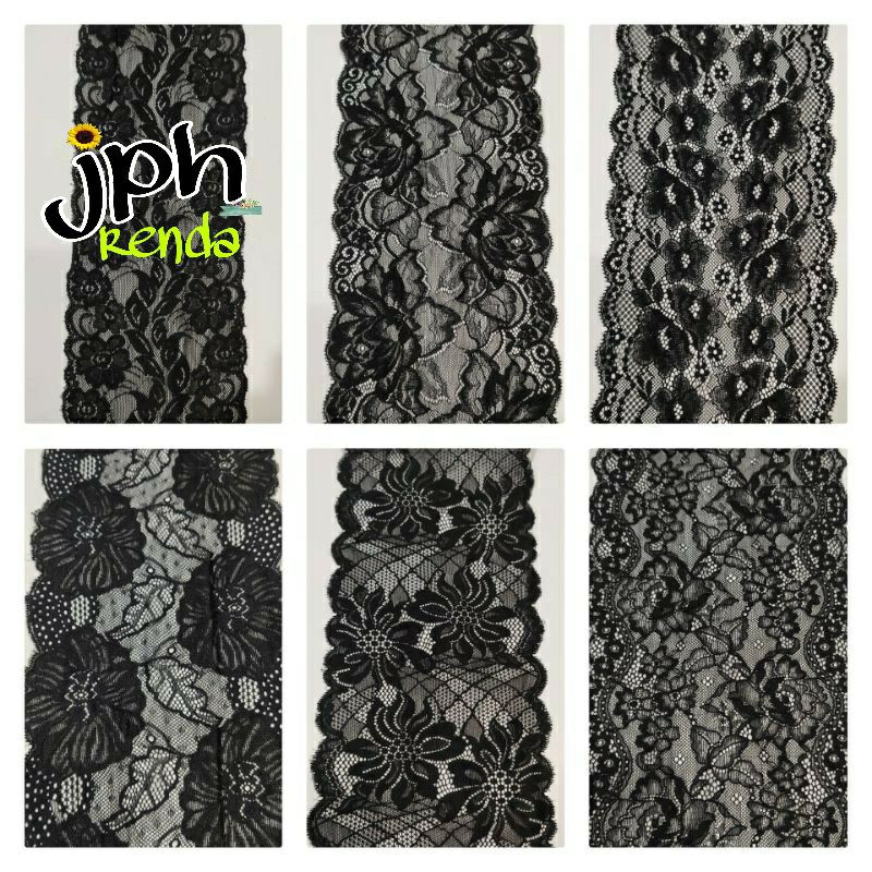 Jual renda stretch, renda strech, renda street, renda elastis hitam ...