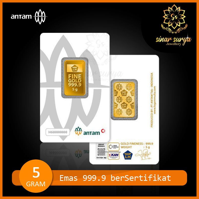 Jual Emas antam 5 Gram 5 gr / 5gram LM Bersertifikat Press Terbaru