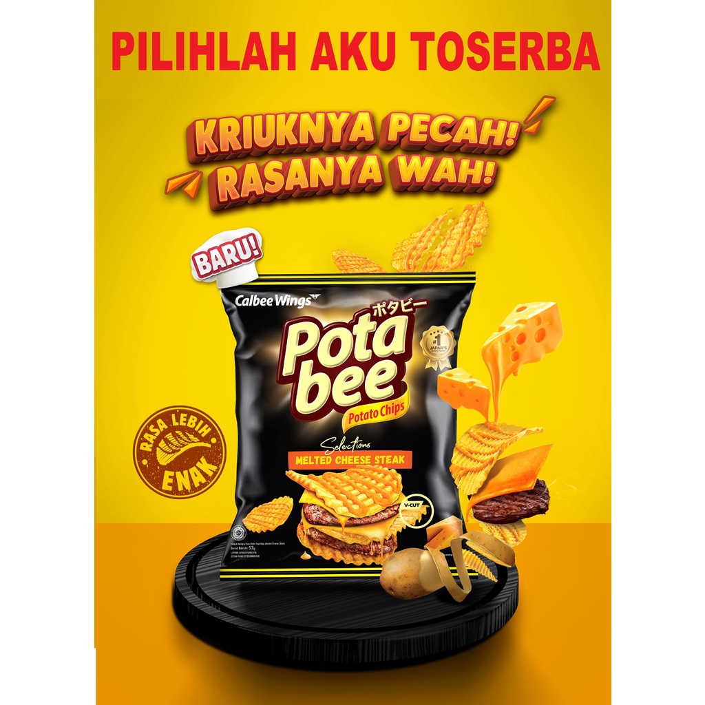 Jual Potabee Keripik Kentang MELTED CHEESE STEAK 57 Gr - ( HARGA SATUAN ...