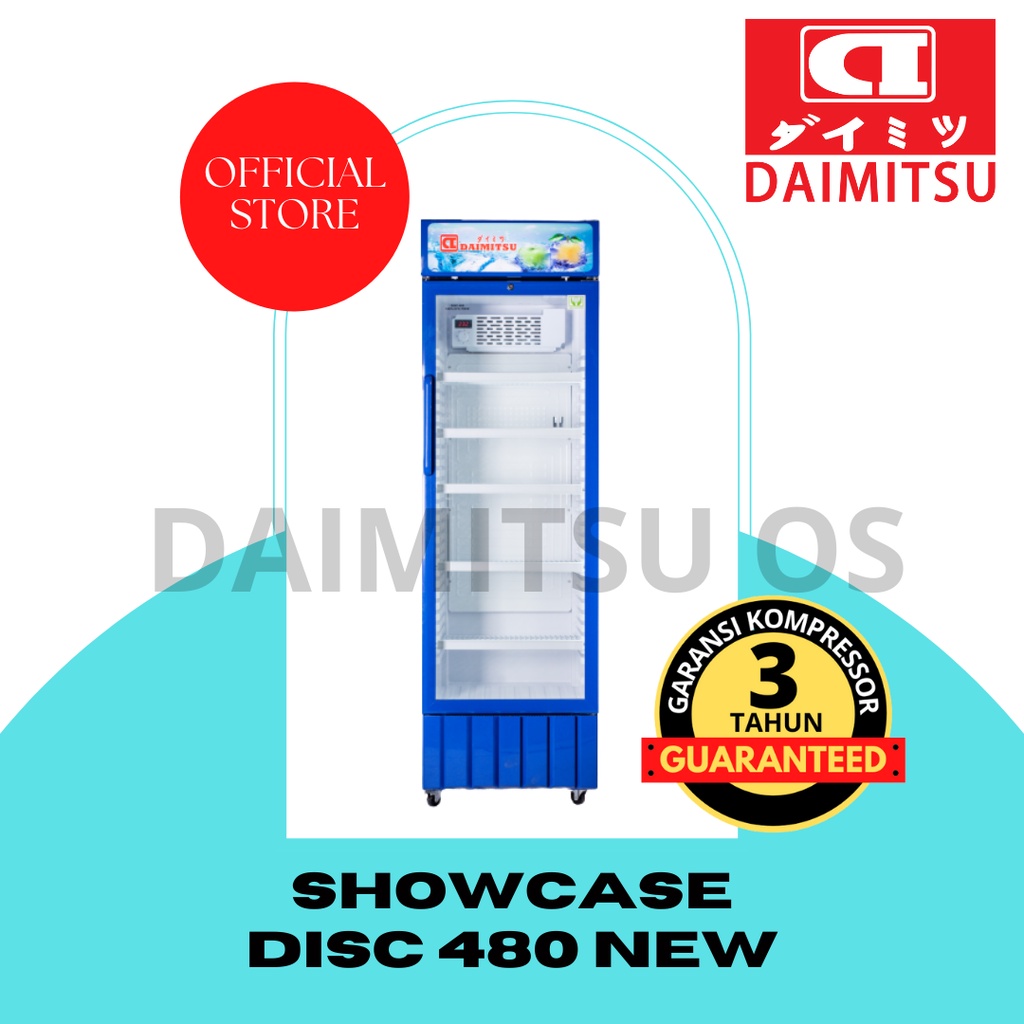 Jual Showcase Lemari Pendingin Minuman Kaca Rak Daimitsu Tipe Disc