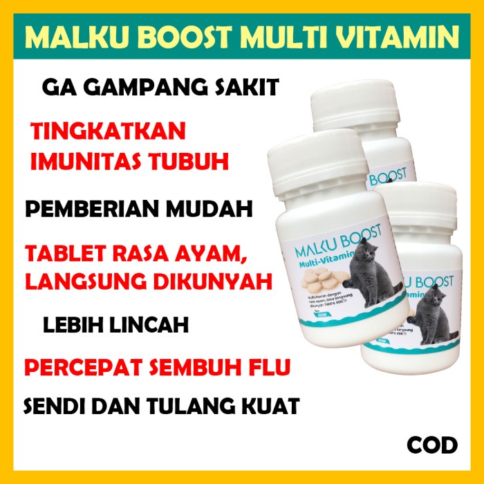 Jual Malku Boost Multivitamin Kucing Daya Tahan Tubuh - Malku Vitamin ...