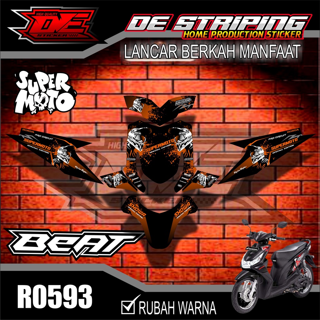 Jual Stiker/Striping Variasi Motor Beat Karbu Motif Supermoto Balap ...
