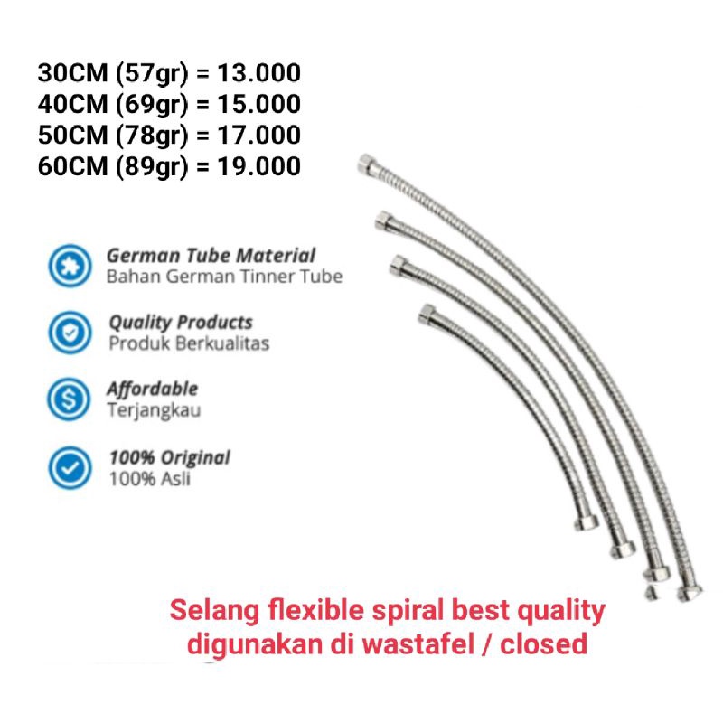 Jual Selang flexible spiral Stainles buat wastafel / closet fluso ...
