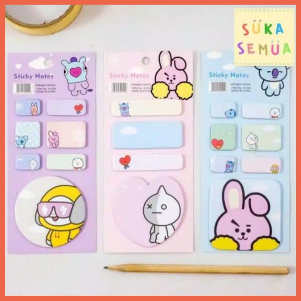 Jual Sticky Note BT // Label Nama Pembatas Buku Halaman Notes Memo Army ...