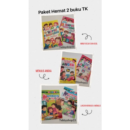Jual Paket Hemat 2 buku TK ,buku belajar anak menulis angka ,buku huruf ...
