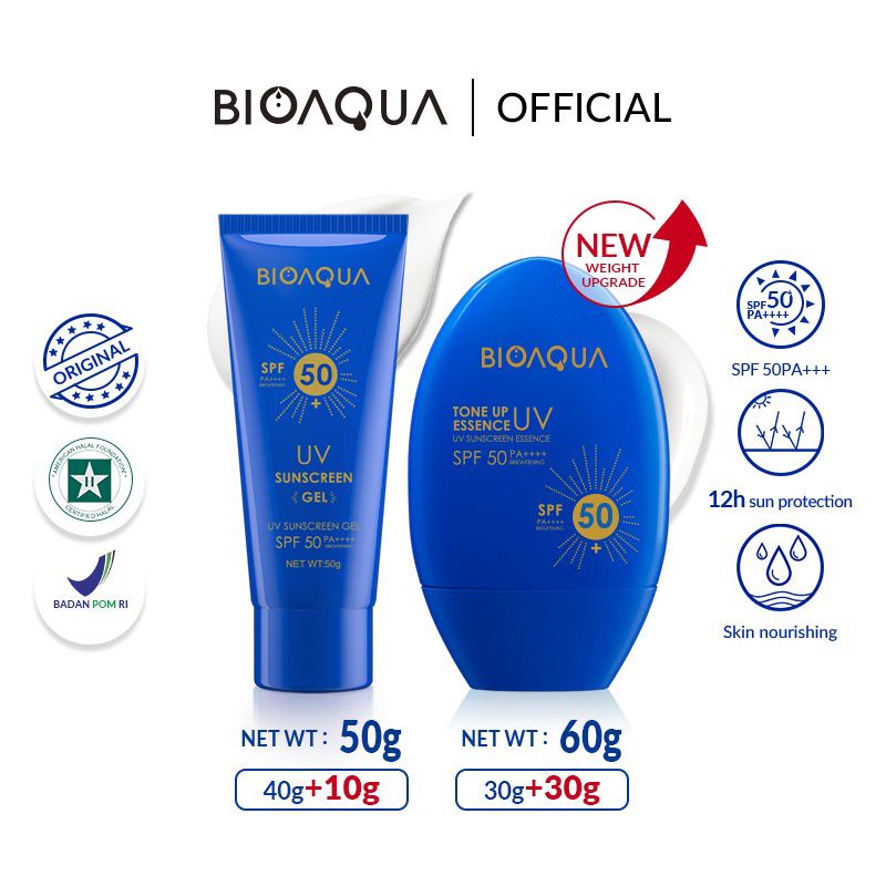 Jual HS BQA UV Sunscreen Gel SPF 50 PA ++++ 40g | Shopee Indonesia