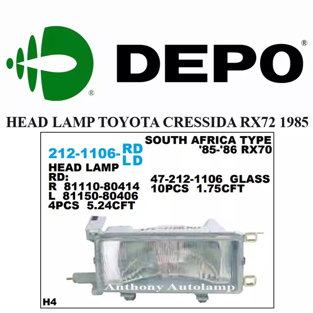 Jual HEAD LAMP TOYOTA CRESSIDA RX72 1985 RH | Shopee Indonesia