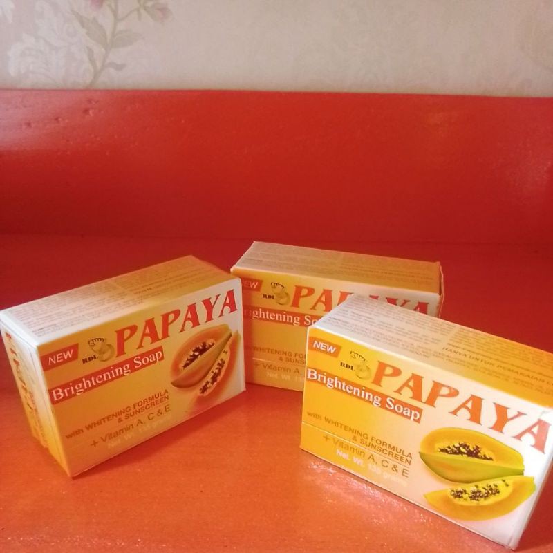 Jual Sabun Papaya Brightening Shoap With Whitening Formula&Sunscreen ...