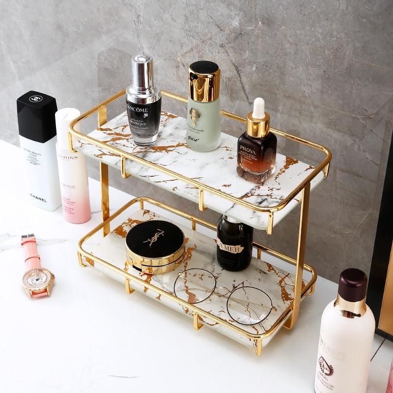 Jual Rak Kamar Mandi Marble Putih Rak Susun Rak Tingkat Putih Gold ...