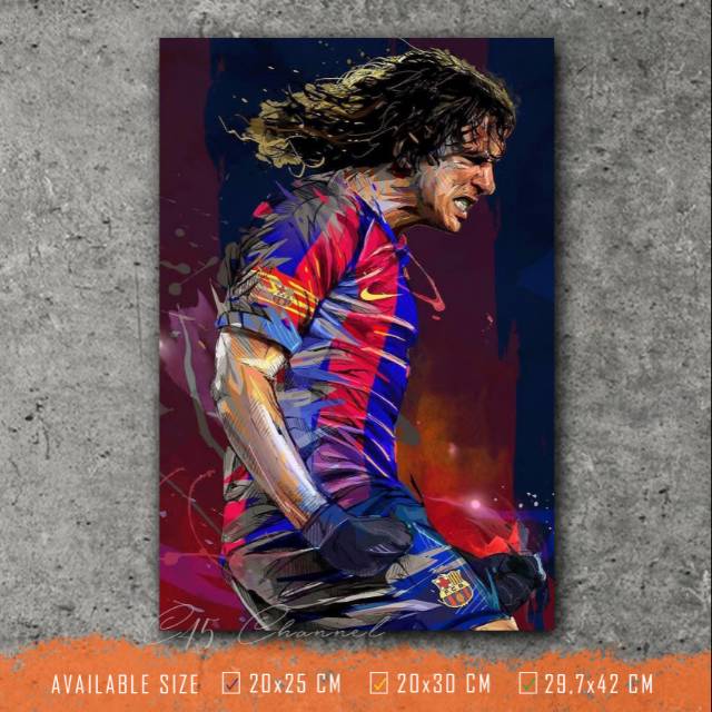 Quadro decorativo Emoldurado Puyol Jogador De Futebol Barcelona