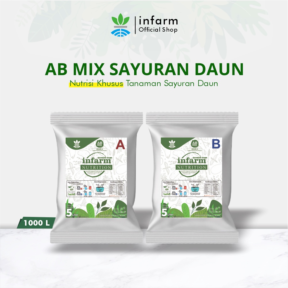 Jual Infarm Nutrisi Ab Mix Besar Sayuran Daun Pupuk Hidroponik Dan Organik Untuk Liter