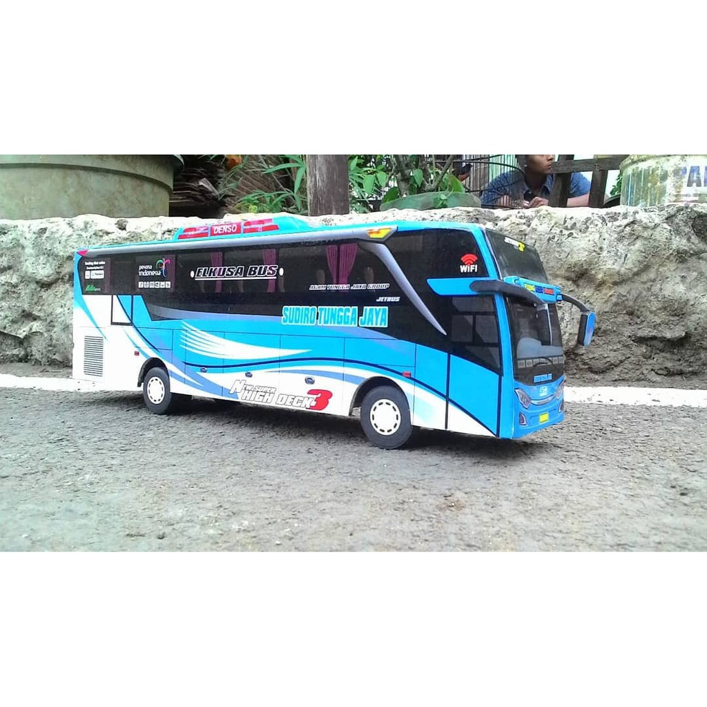 Jual Miniatur Bus STJ Sudiro Tungga Jaya SHD Biru | Shopee Indonesia