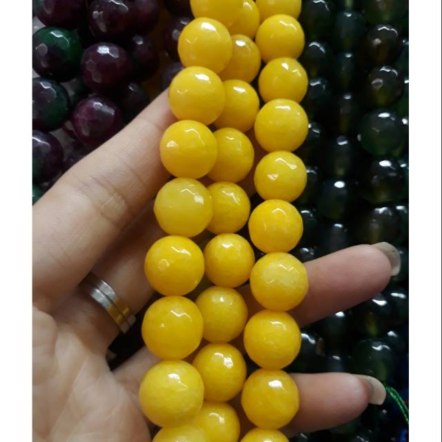 Jual Manik Batu Alam Kuning Doff cutting | Shopee Indonesia
