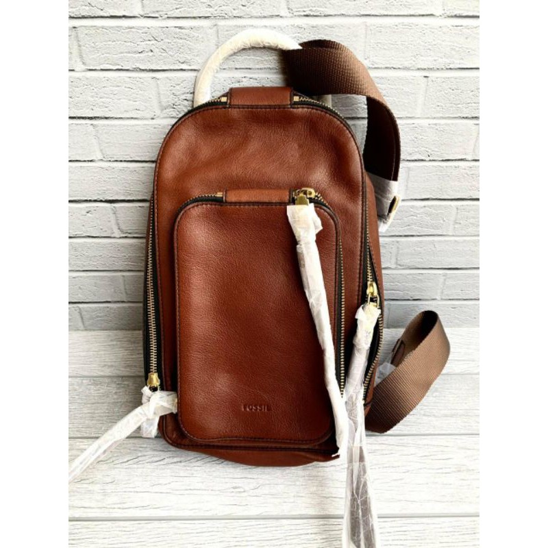 Jual Tas Fossil Dove Sling Pack Brown Bag Original New with Tag