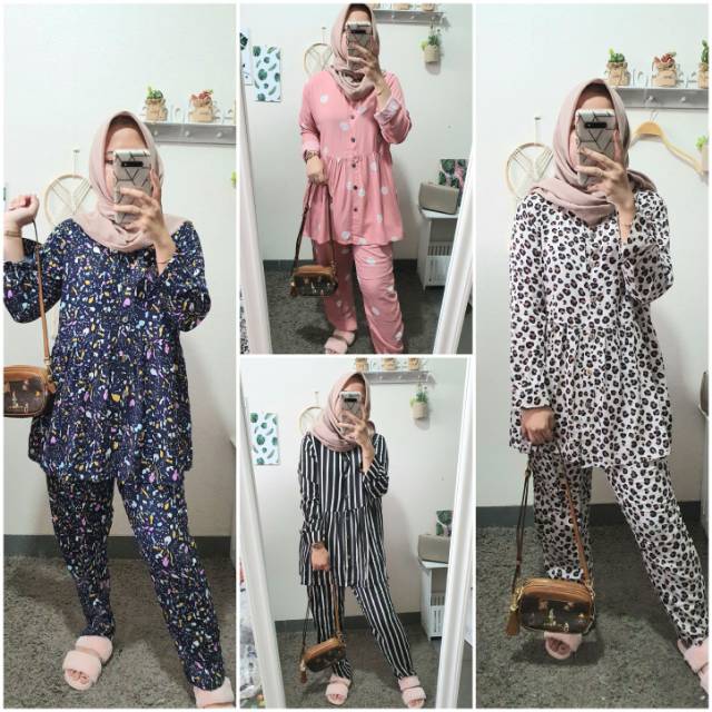 Jual Piyama Pattern Rayon / Daily set Wear Rampel 1 | Shopee Indonesia