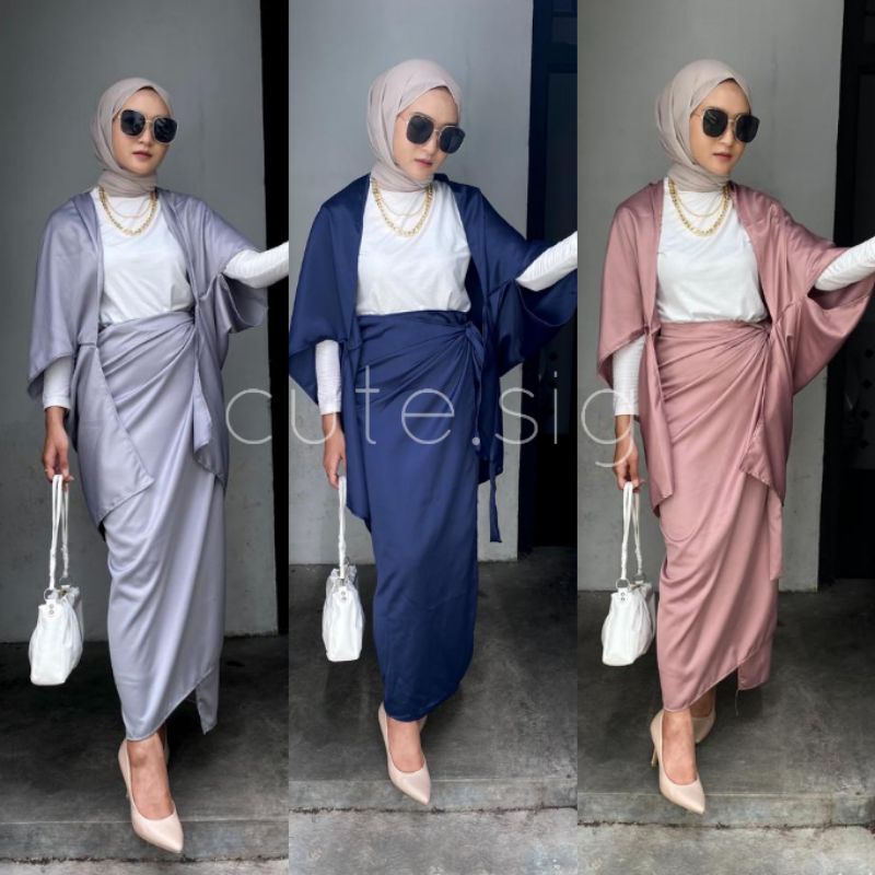 Jual One Set Kondangan By Cute Sig Rok Lilit Satin Dan Outer Scarf Satin Shopee Indonesia