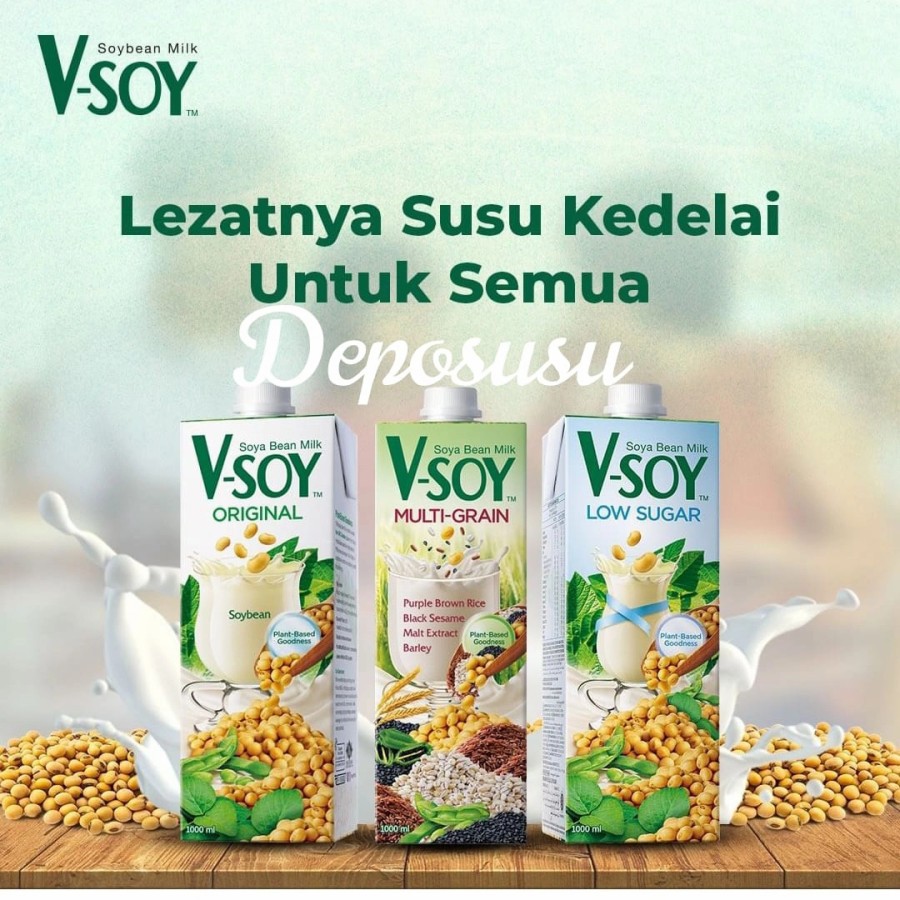 Jual Vsoy Soya Bean Milk Vsoy ORIGINAL / MULTIGRAIN / LOW SUGAR rendah