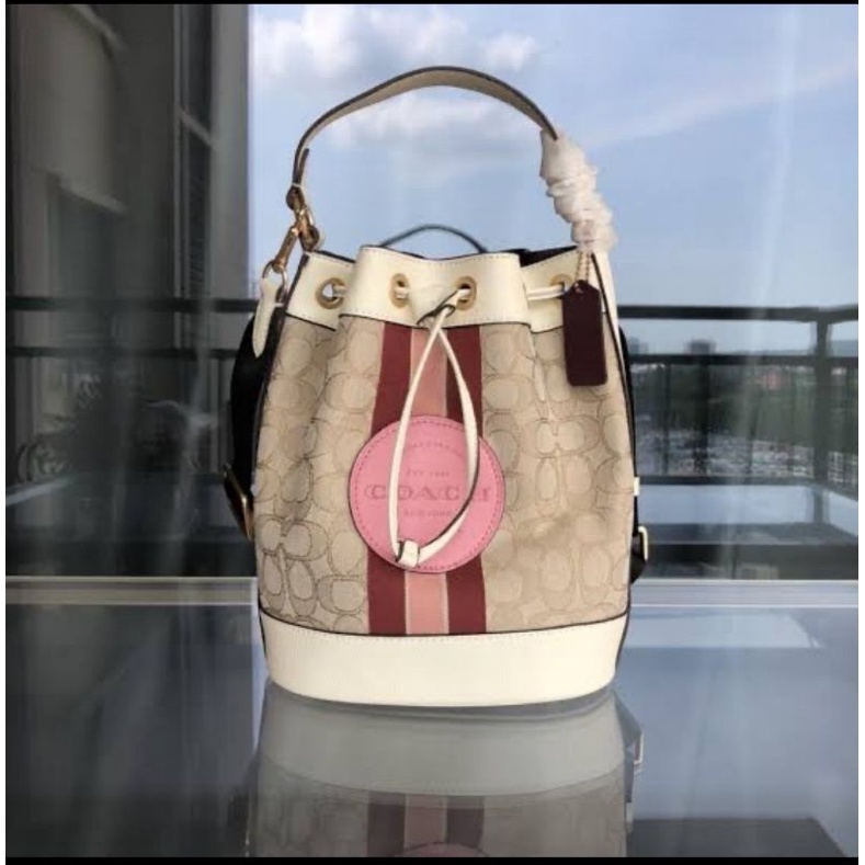 Jual Coach Dempsey Drawstring Bucket Bag In Signature Jacquard With ...