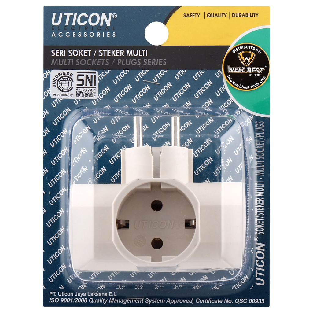 Jual Uticon Steker T arde 3 Way Socket With Grounded Plug | Shopee ...
