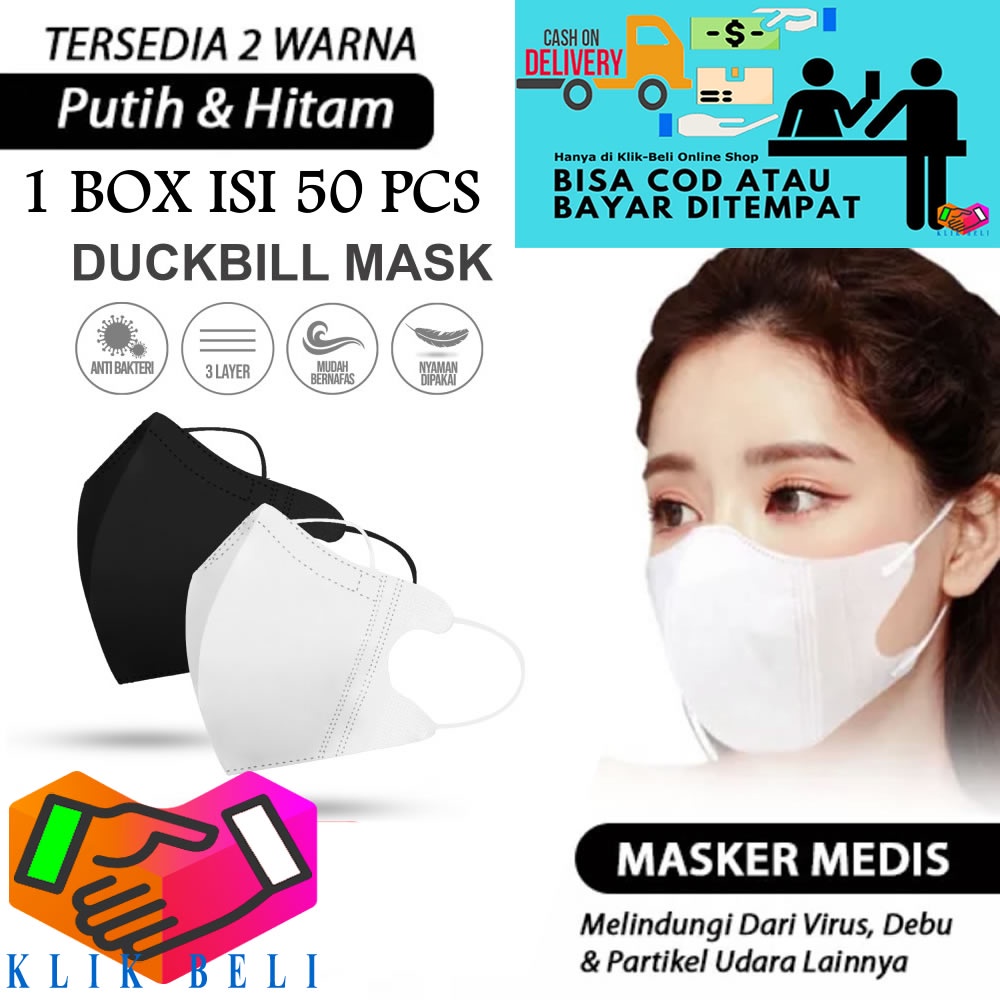 Jual Masker Duckbill 3 Ply 1 Box Isi 50 Pcs Earloop Disposable Face ...