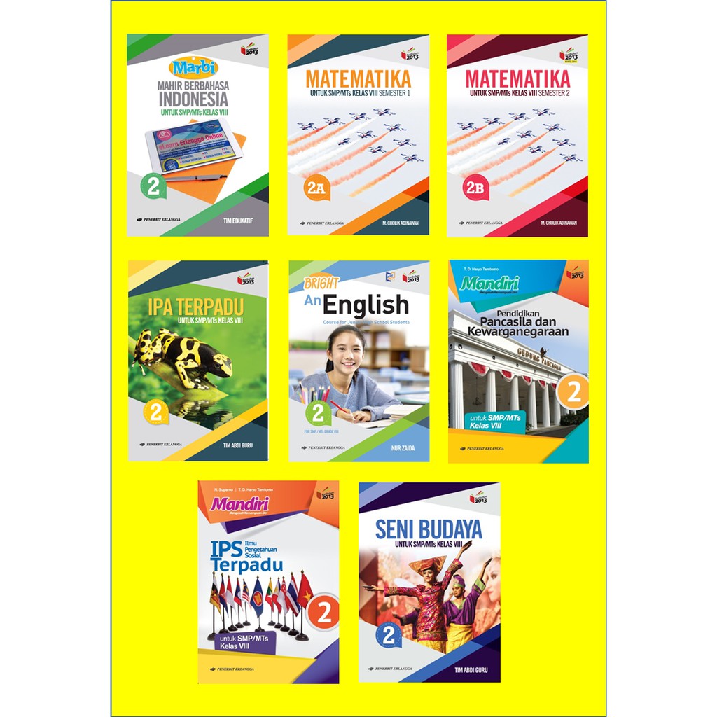 Jual BUKU PAKET KELAS 8 PENERBIT ERLANGGA (1 PAKET 8 BUKU) | Shopee
