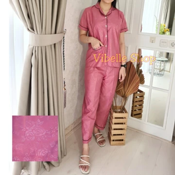 Baju Tidur Piyama Satin Embos Vibelle Lembut Nyaman