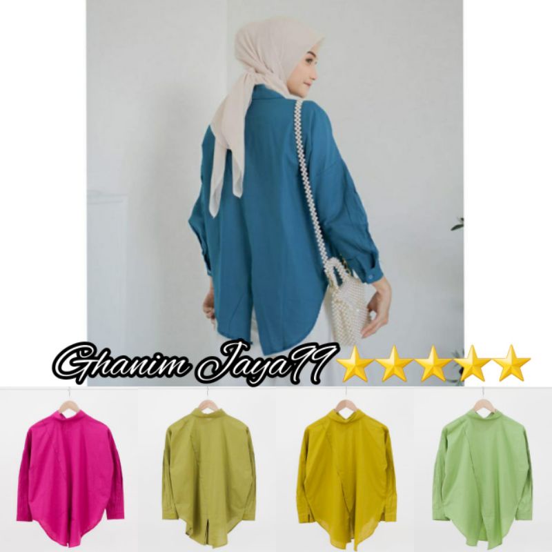 Jual Baju Atasan Kemeja Nelka Linen Oversize Shirt Kemeja Polos Wanita