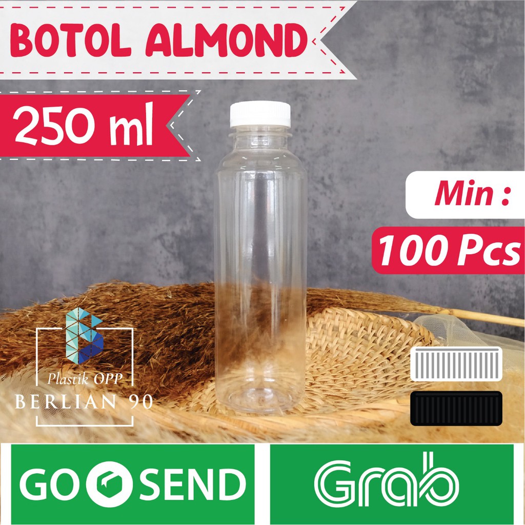 Jual Botol Almond 250 Ml / Botol Plastik Sudah Free Tutup Botol Dan ...