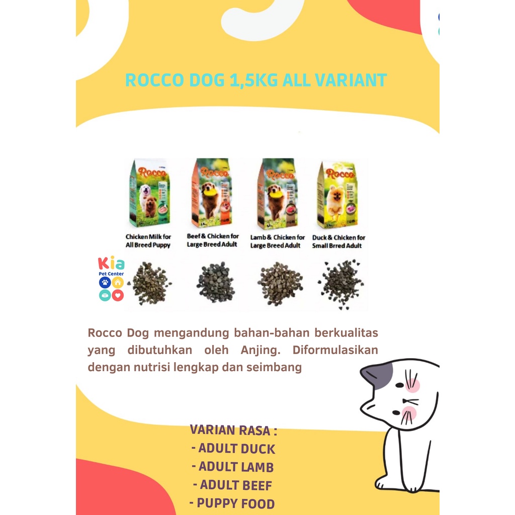 Jual makanan pakan anjing ROCCO DOG FOOD 1,5 KG adult dog puppy food
