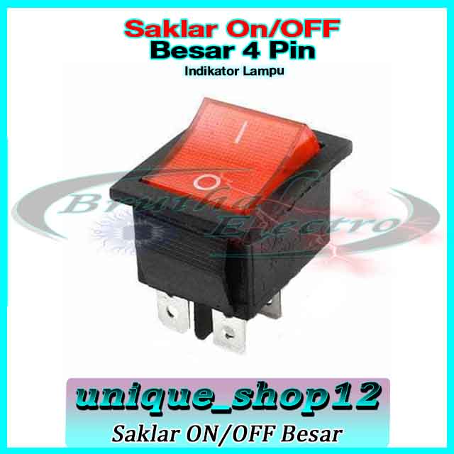Jual Saklar Switch On - Off 4 Pin Kotak Besar Dengan Indikator Lampu ...