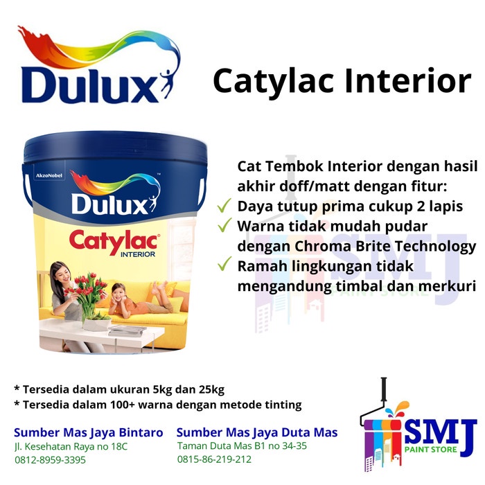 Jual Cat Tembok Interior Dulux Catylac Warna Putih 1501 Ukuran 25kg Terlaris Shopee Indonesia 3709