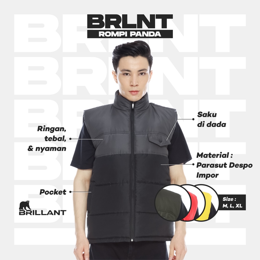 Jual Brillant - Panda Rompi Pria Dewasa Two Tone Saku Dada Hitam Abu ...