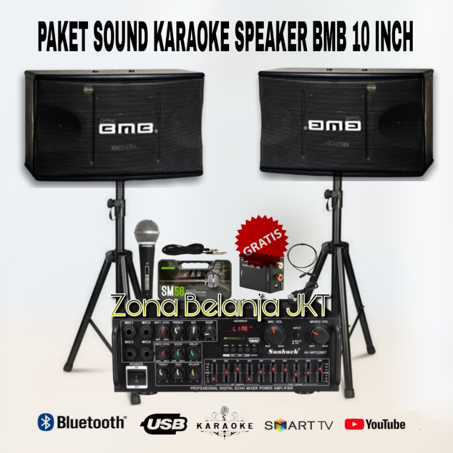 Jual PAKET KARAOKE SOUND SYSTEM BMB SPEAKER 10 INCH AMPLI USB BLUETOOTH ...