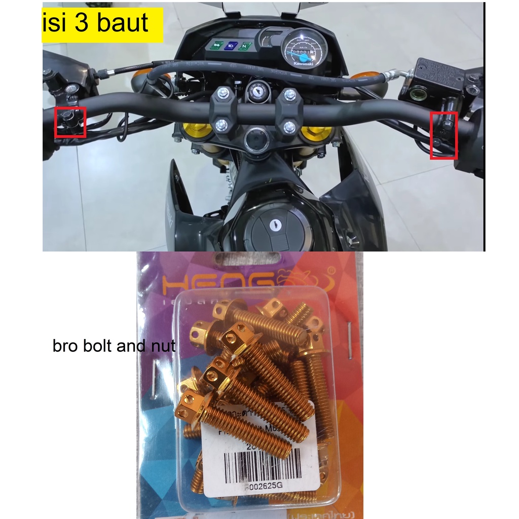 Jual Baut Probolt Gold Handle Rem Isi 3 Pcs Ninja 250 Fi KLX Dtracker D