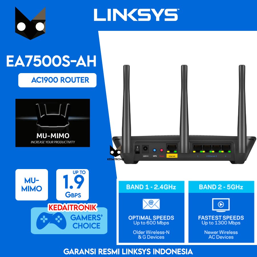 Jual Linksys EA7500S AH AC1900 Stream EA7500 MUMIMO Gigabit Router