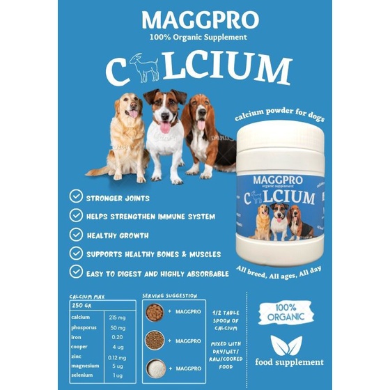 Jual Maggpro Calcium Powder 250GR Suplemen Kalsium Untuk AnjingVitamin ...