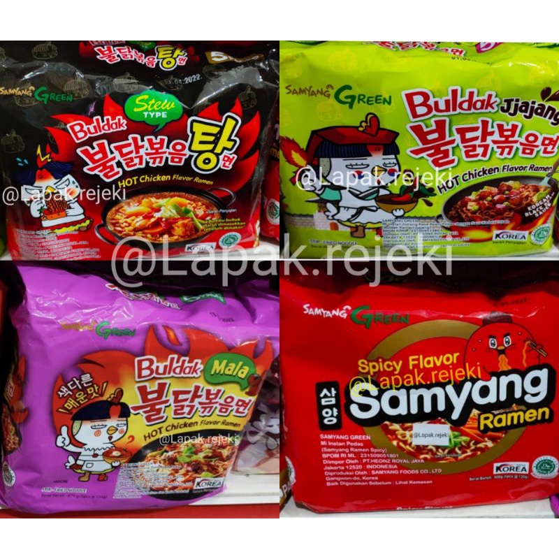 Jual Samyang Green Buldak Jjajang Isi 5 Pack Samyang Green Buldak Mala Samyang Green Spicy 9754