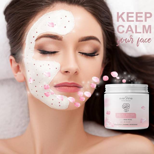Jual EVERSHINE REAL ROSE FLOWER MASK WITH ROSE PETAL 100GR - MASKER ...
