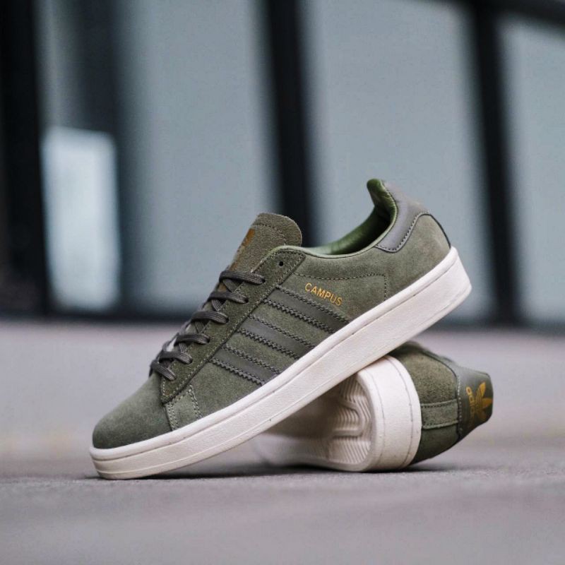 Adidas Campus Olive Green Leather Suede 100 Original BNWB