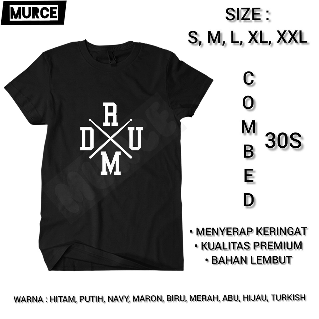 Jual Baju Kaos Pria Logo Alat Musik Drums Desain Simple Keren Cotton Combed 30s Kualitas Distro 3606