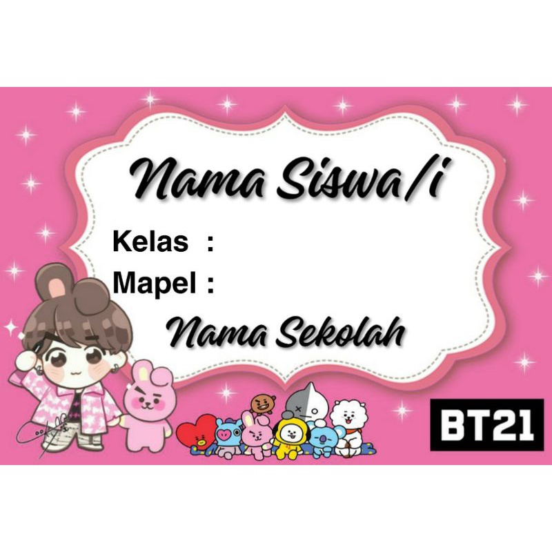 Jual (ISI 50 PCS) STIKER LABEL BUKU SEKOLAH MOTIF BT21 | Shopee Indonesia