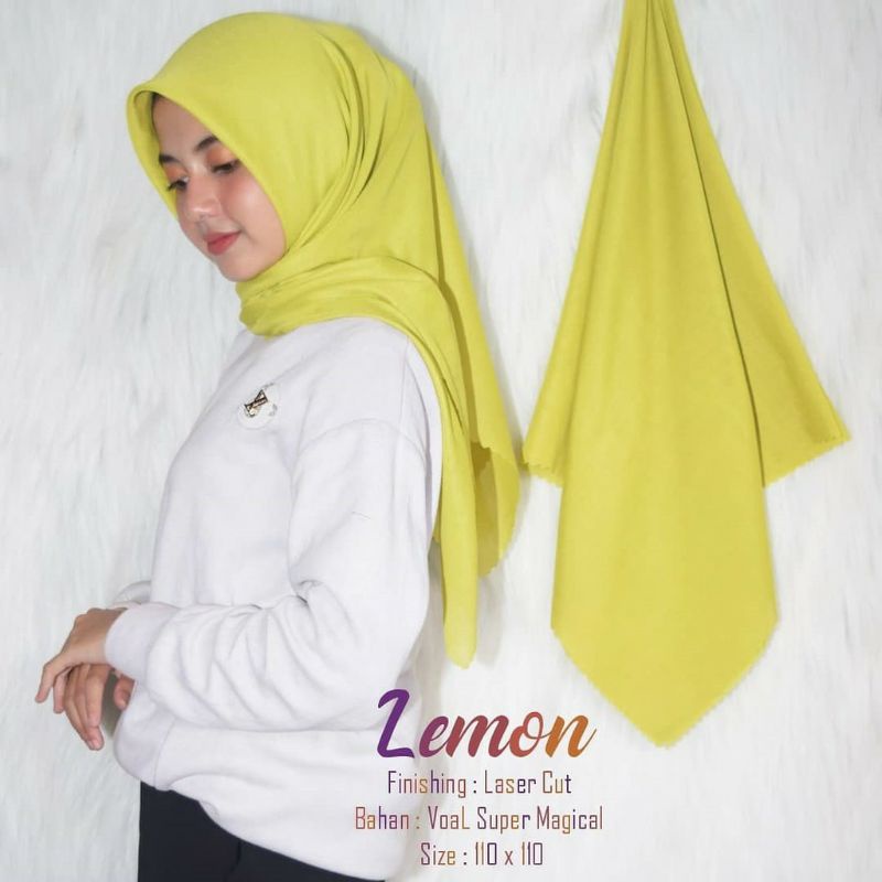Jual JILBAB SEGIEMPAT POLOS PREMIUM LASER CUT warna Kunyit Hitam Putih ...