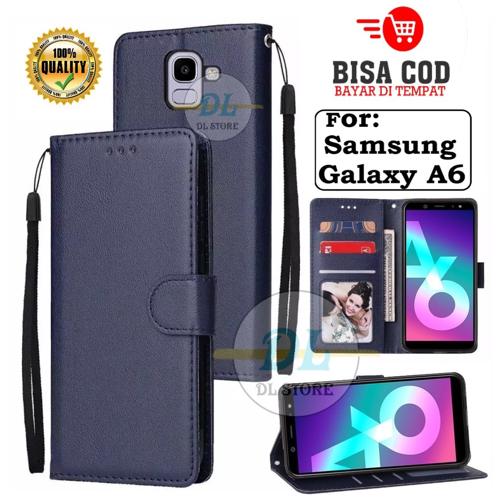 Jual SAMSUNG GALAXY A6 FLIP LEATHER CASE PREMIUM-FLIP WALLET CASE